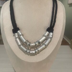Chico's Silver and Black Statement Necklace